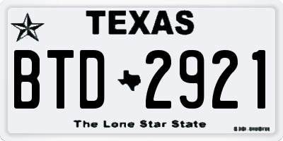 TX license plate BTD2921