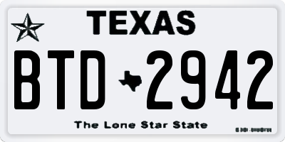 TX license plate BTD2942