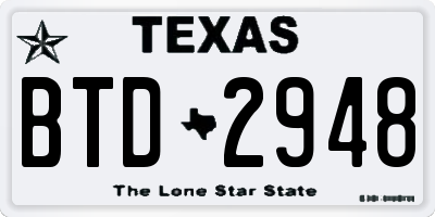TX license plate BTD2948