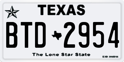 TX license plate BTD2954