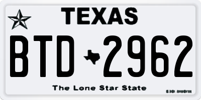 TX license plate BTD2962