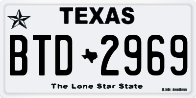 TX license plate BTD2969