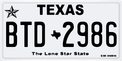 TX license plate BTD2986