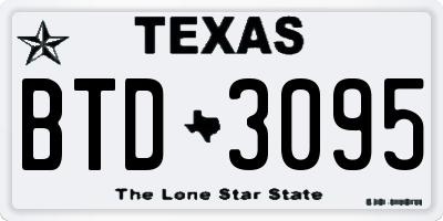 TX license plate BTD3095