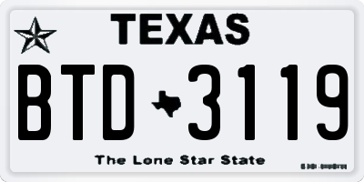 TX license plate BTD3119