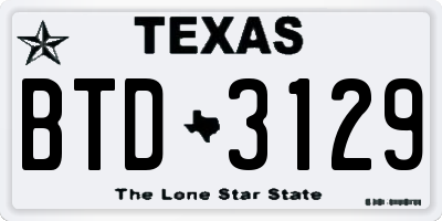 TX license plate BTD3129