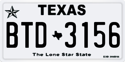 TX license plate BTD3156