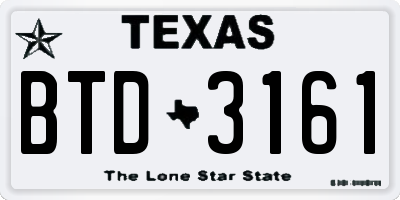 TX license plate BTD3161
