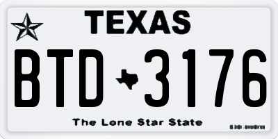 TX license plate BTD3176