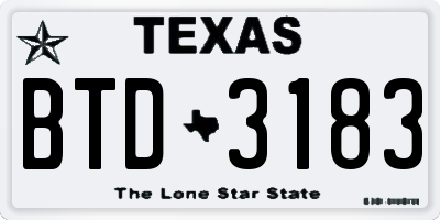 TX license plate BTD3183