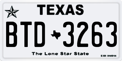 TX license plate BTD3263