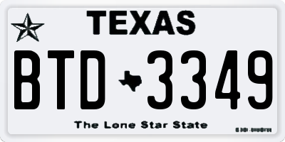 TX license plate BTD3349