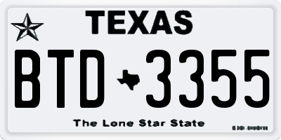 TX license plate BTD3355