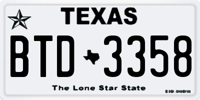 TX license plate BTD3358