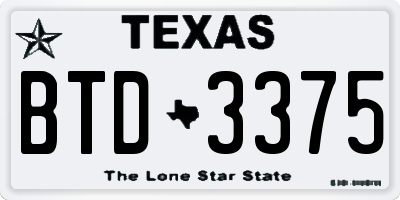 TX license plate BTD3375