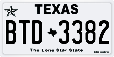 TX license plate BTD3382