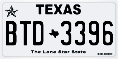 TX license plate BTD3396