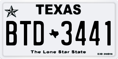 TX license plate BTD3441