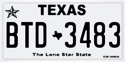 TX license plate BTD3483