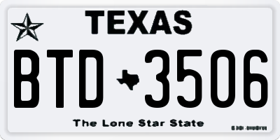 TX license plate BTD3506