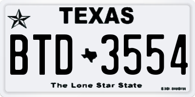 TX license plate BTD3554