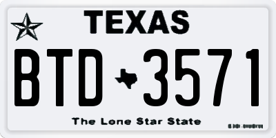 TX license plate BTD3571