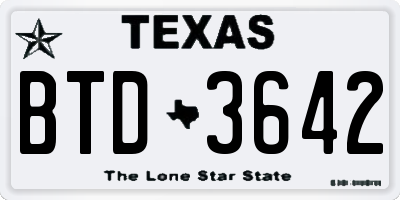 TX license plate BTD3642