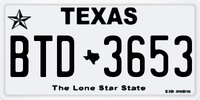 TX license plate BTD3653