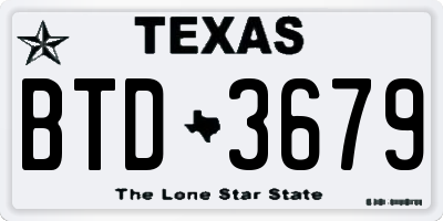 TX license plate BTD3679