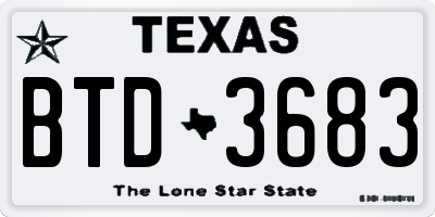 TX license plate BTD3683