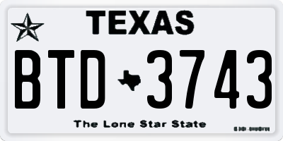 TX license plate BTD3743