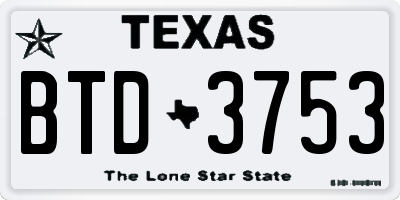TX license plate BTD3753