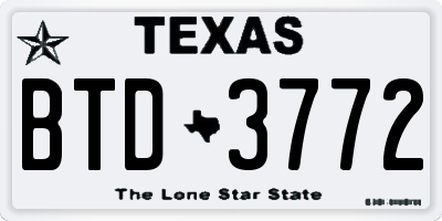 TX license plate BTD3772