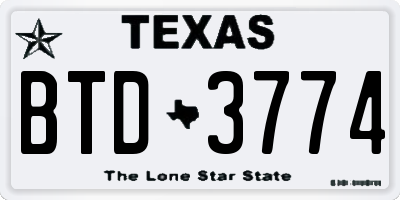 TX license plate BTD3774
