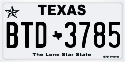 TX license plate BTD3785
