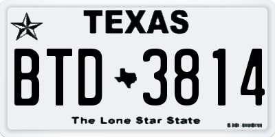 TX license plate BTD3814