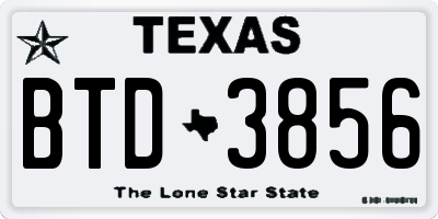 TX license plate BTD3856
