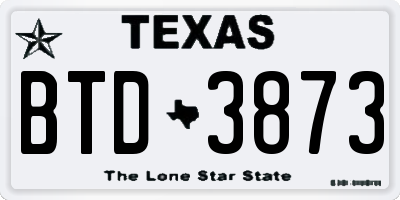 TX license plate BTD3873