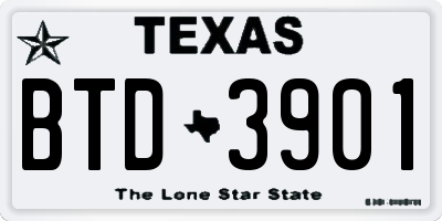 TX license plate BTD3901