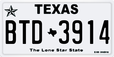 TX license plate BTD3914