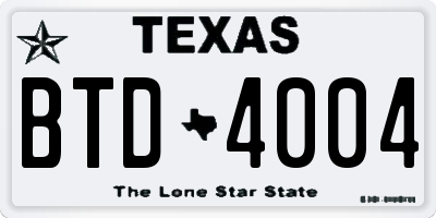 TX license plate BTD4004