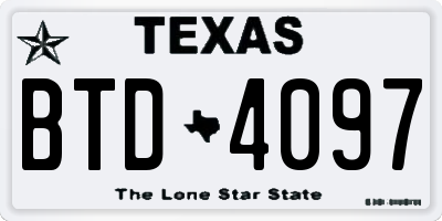 TX license plate BTD4097