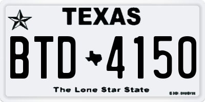 TX license plate BTD4150