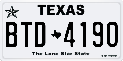 TX license plate BTD4190