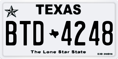 TX license plate BTD4248
