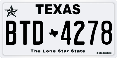 TX license plate BTD4278