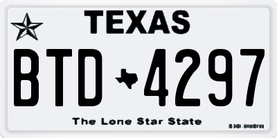 TX license plate BTD4297