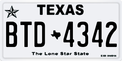 TX license plate BTD4342