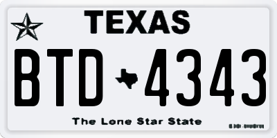 TX license plate BTD4343