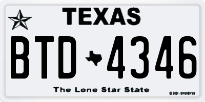 TX license plate BTD4346